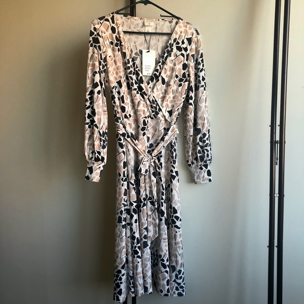 Richard Allan x H&M Printed Crepe Wrap-Front Dress, NWT, Small